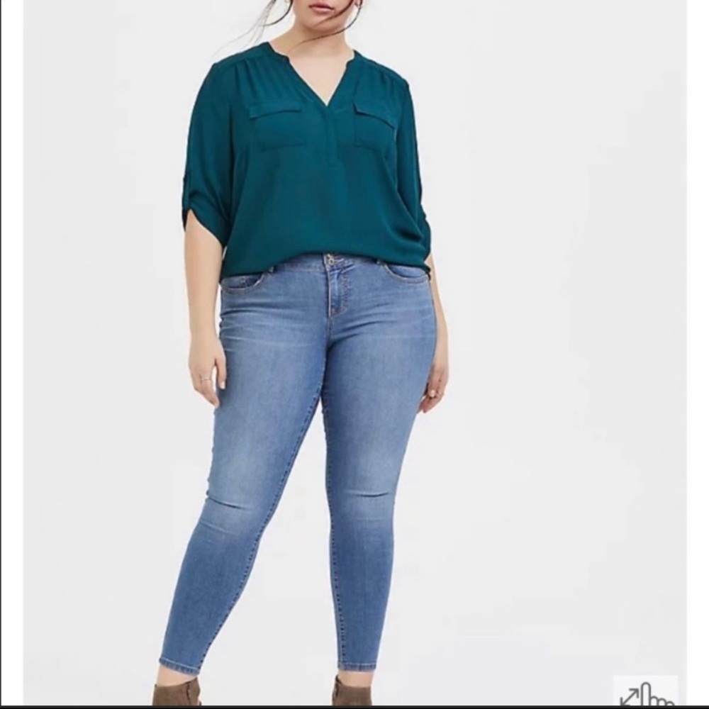 Torrid Georgette Teal Pullover Sz1